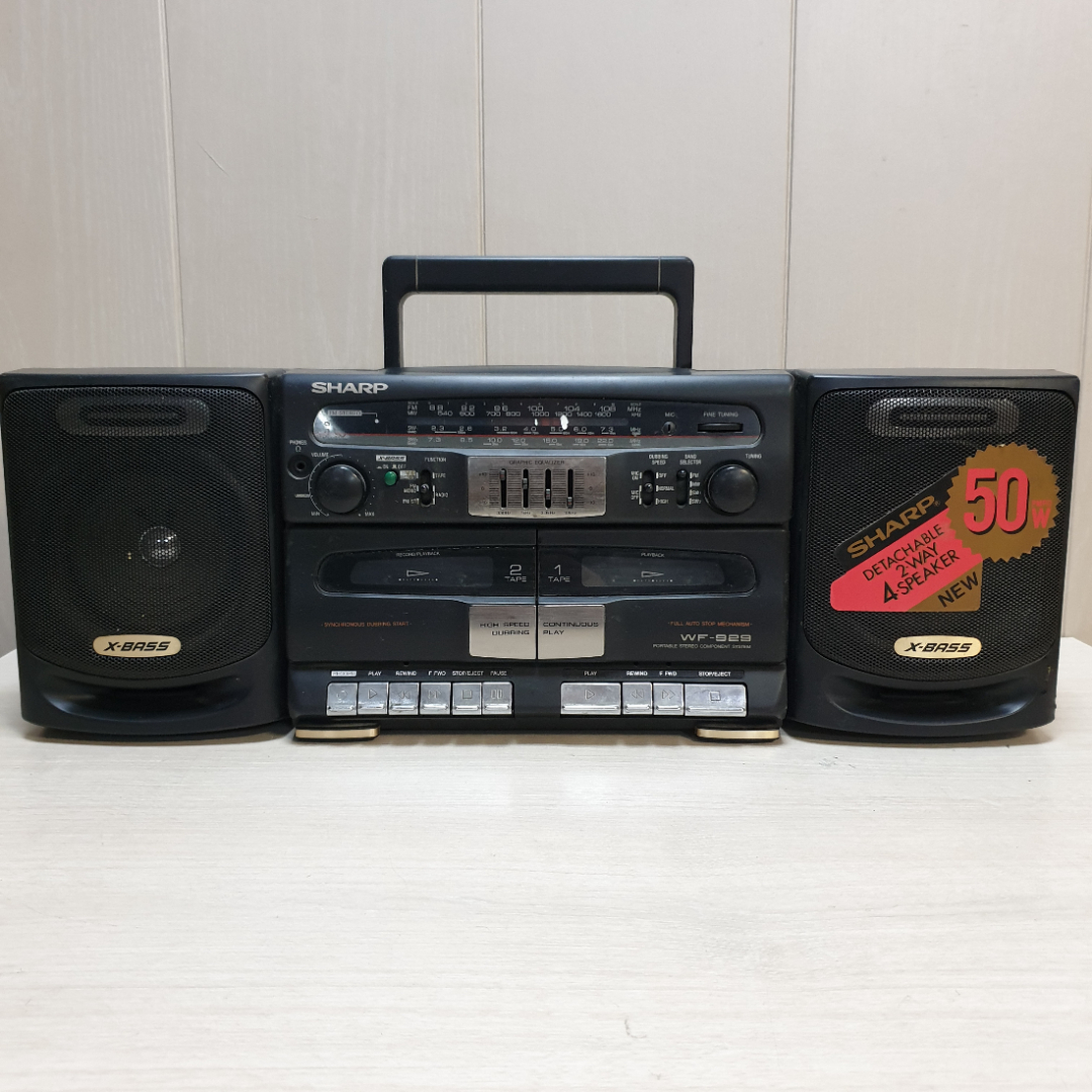 Магнитофон двухкассетный Sharp WF-929Z(BK), Япония. Нет шнура питания.. Картинка 1